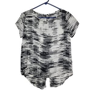 Three Eighty Two Revolve Women's Collette Tee Blouse Rockwell Black White Sz XS